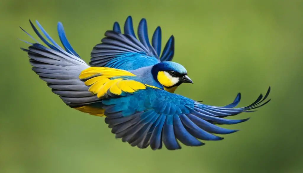 Blaumeise mit blauen Flügeln und gelber Brust Blaumeise mit blauen Flügeln und gelber Brust