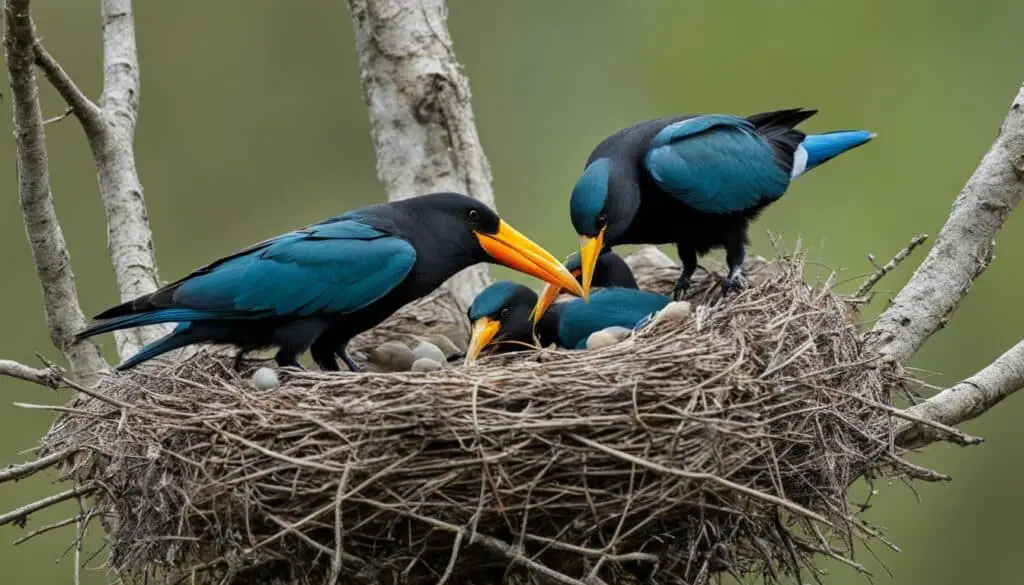Nestbau des Braunkehlchens Nestbau des Braunkehlchens