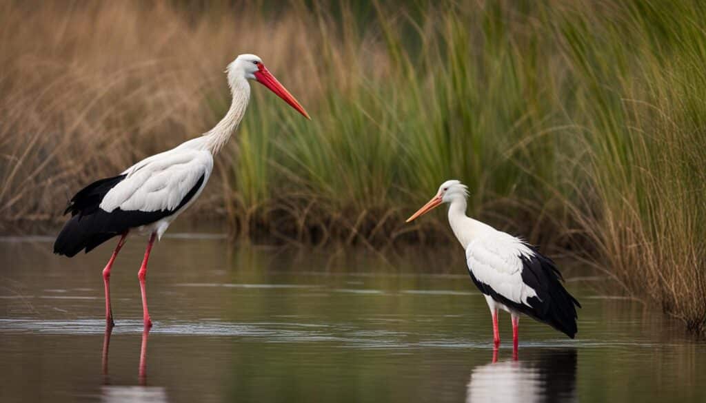 Weißstorch und Schwarzstörchin Weißstorch und Schwarzstörchin