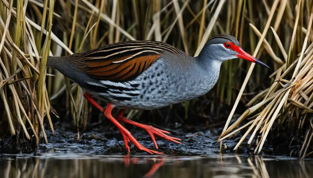 Rote Schnabel der Wasserralle Rote Schnabel der Wasserralle