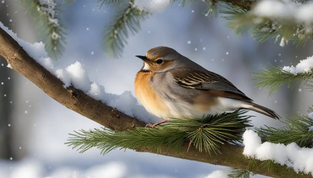 Standvogel schützt sich vor Kälte Standvogel schützt sich vor Kälte