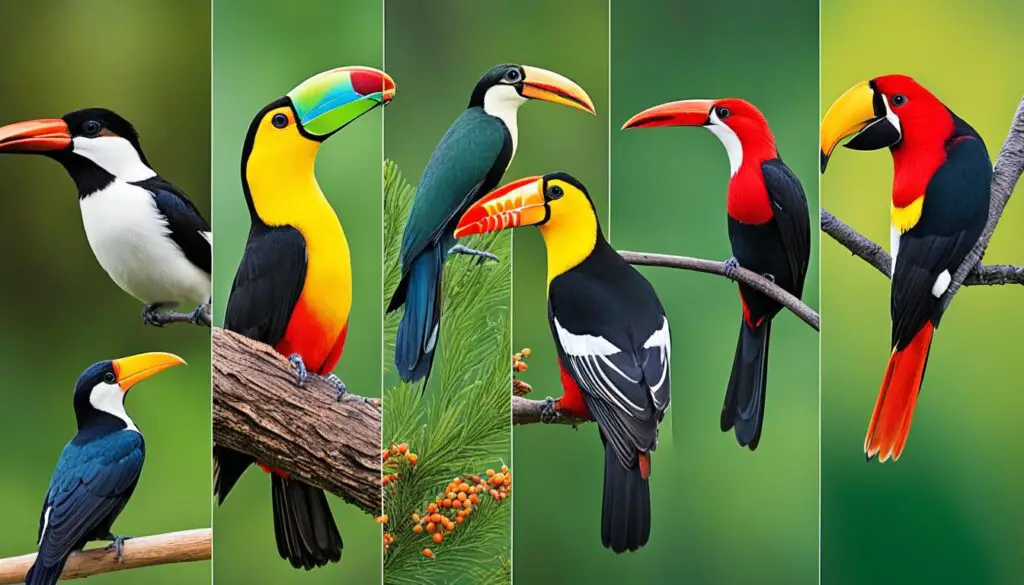 Unterschiedliche Schnabelformen bei Vögeln