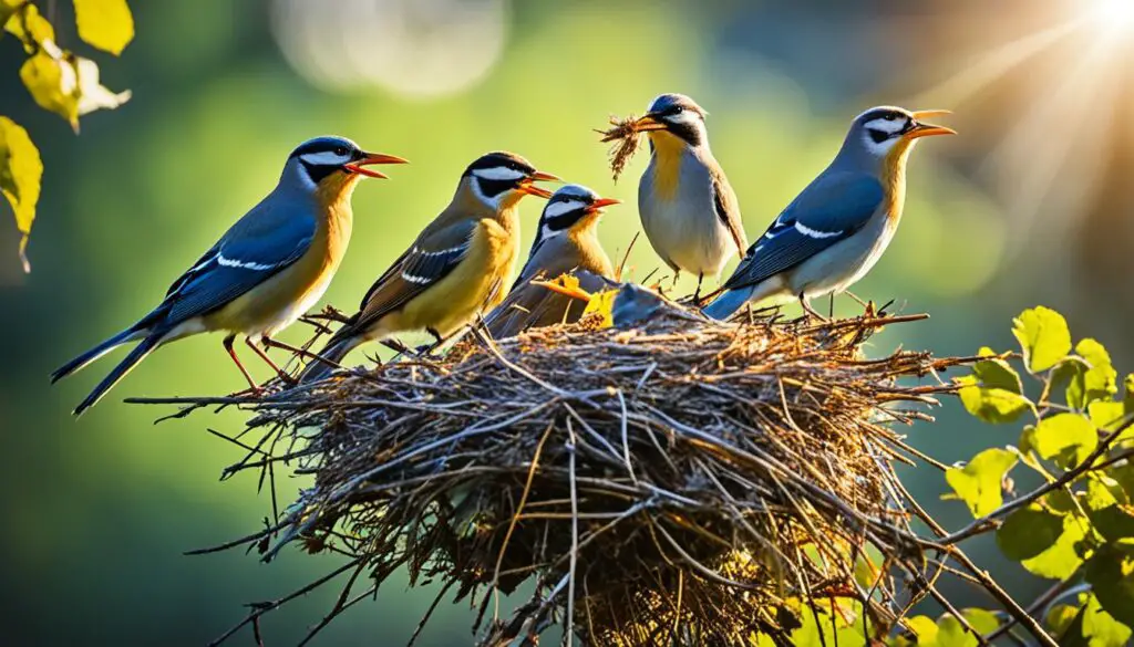 Vögel beim Nestbau
