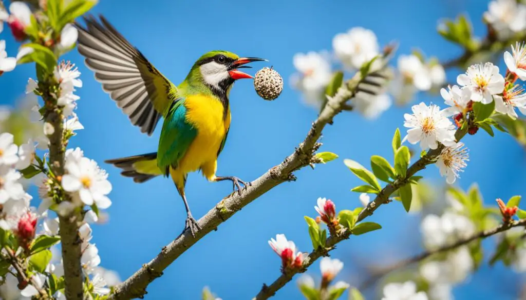 Vögel füttern im Frühling