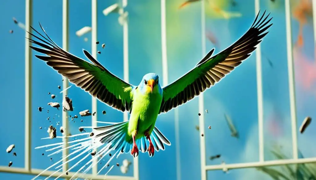 Vogel, der gegen Fenster fliegt