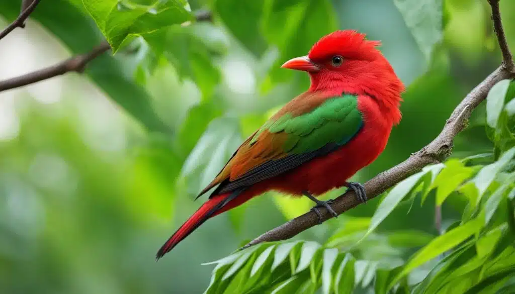 grüner vogel roter kopf