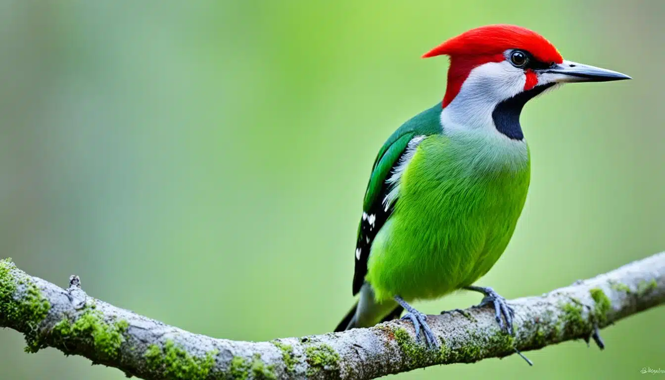 vogel grün roter kopf