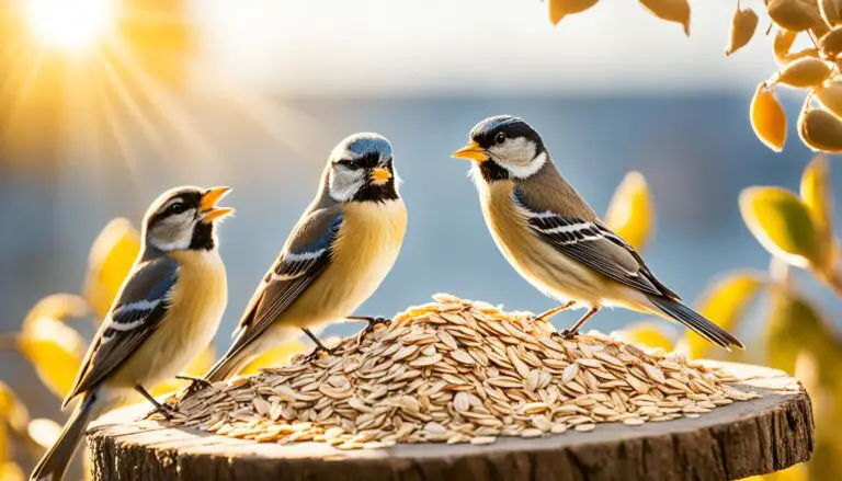 Vögel füttern mit Haferflocken